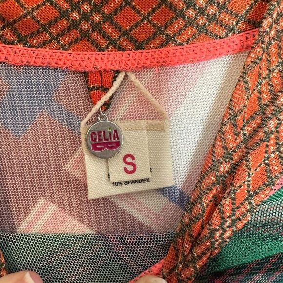 Anthropologie CeliaB Midi Slip Dress Green Ixora Mesh Preppy Retro XS $130 - Picture 6 of 12